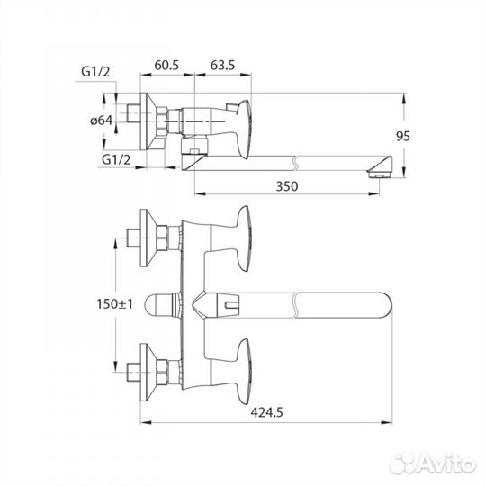 Смеситель для ванны, iddis, copsbl2i10WA