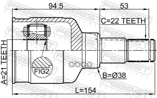 ШРУС внутренний 21x38x22 0711-RH416 Febest