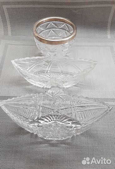 Ваза, ладья,салатник хрустальная СССР