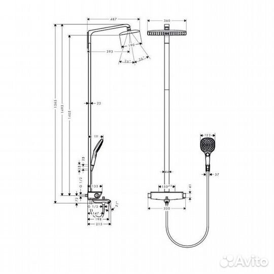 Душевая система Hansgrohe Raindance Select E, хром