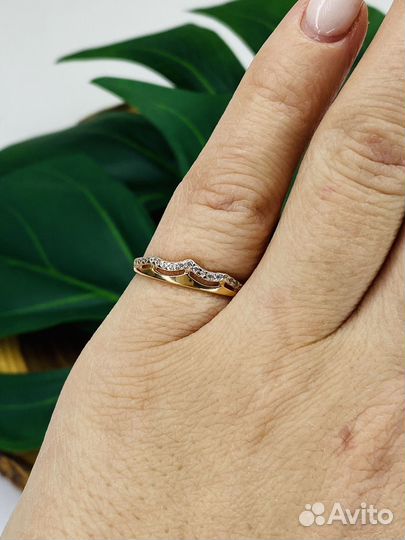 Золотое кольцо корона фианиты россыпь 585