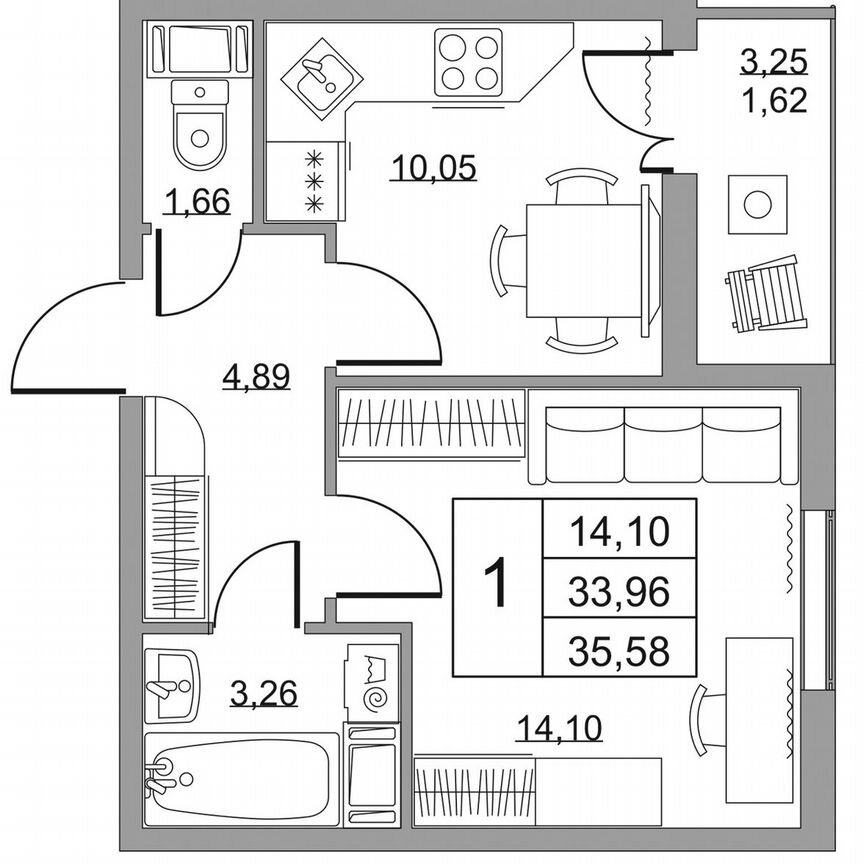 1-к. квартира, 35,6 м², 6/19 эт.