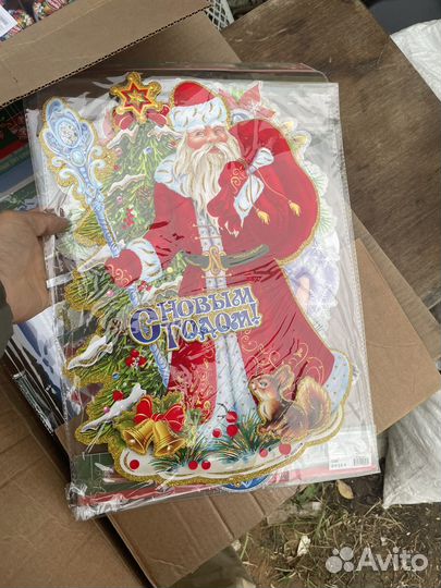 Новогодний набор наклеек 50шт/уп