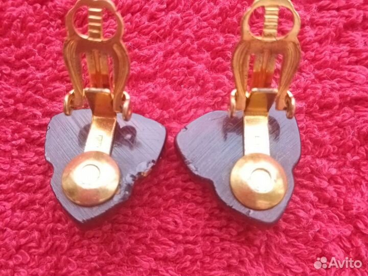 Янтарь винтажные клипсы СССР