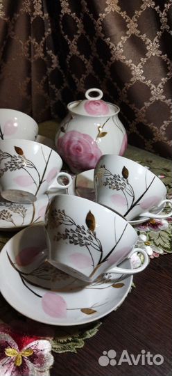 Чайные сервизы СССР Дулево Весенний и Песочное