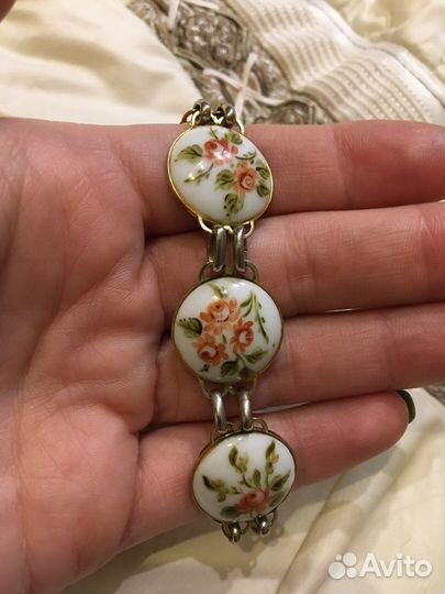 Редкие Брошь, подвеска, браслет кобальт фарфор