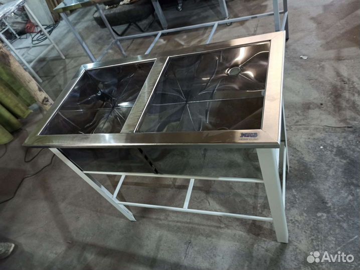 Мойка двухсекционная из нержавейки 60х120