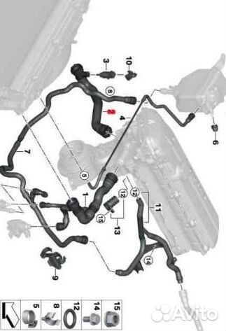 Патрубок системы охлаждения BMW 5 E60/E65 2.2/2.5