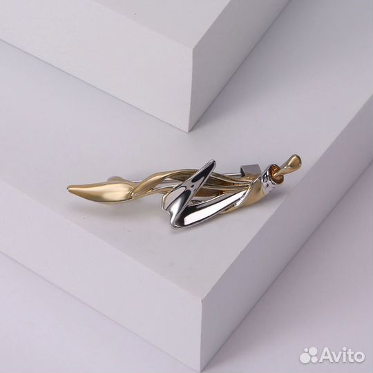 Премиум Брошь Лилия Два Цвета позолота