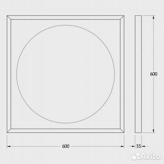 Зеркало квадратное 60x60 см Defesto Eclipse черны