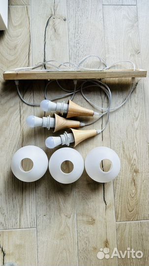 Люстра потолочная светодиодная из нат дерева