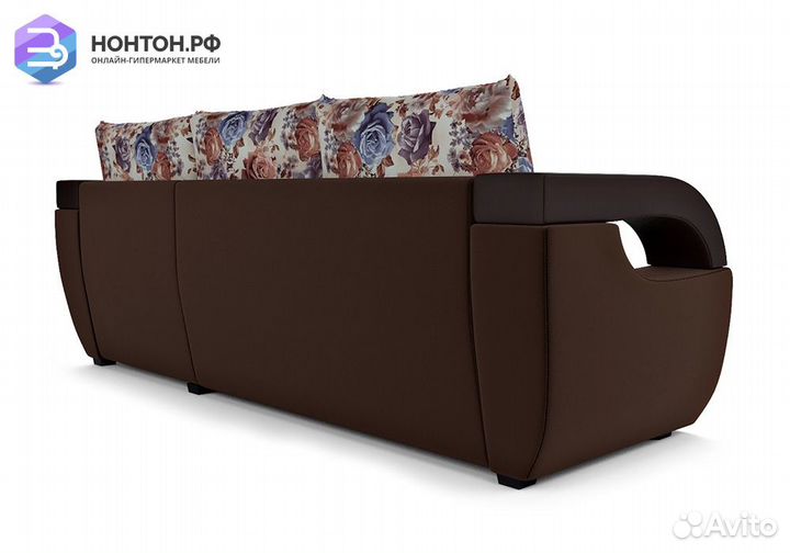 Угловой диван дельфин Мартин микровелюр коричневый