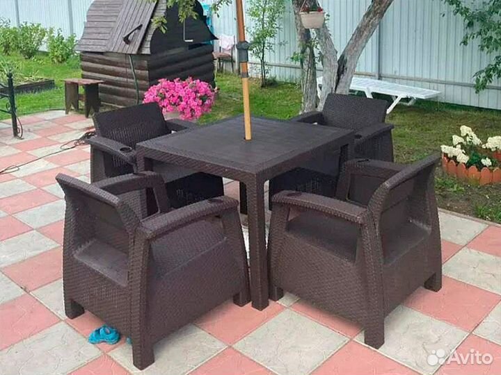 Садовая мебель из ротанга - кресло + подушки в под