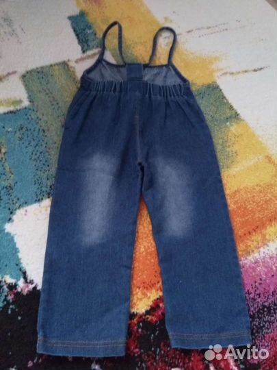 Джинсовый полукомбинезон 86 для девочки