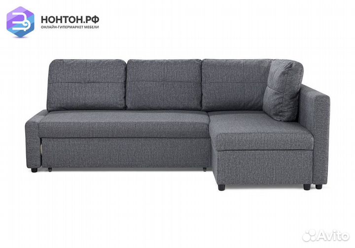 Диван угловой дельфин Поло тёмно-серый