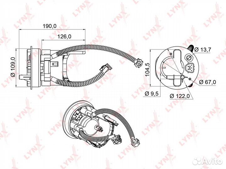 Фильтр топливный LF951M lynxauto