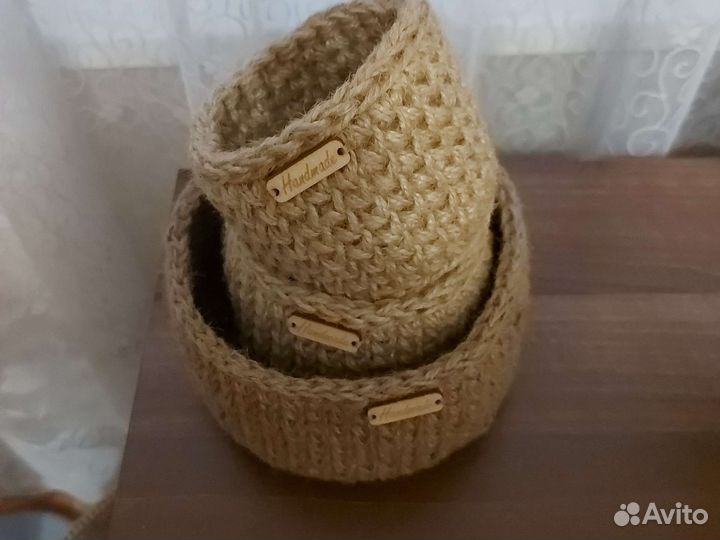 Корзина из джутового шпагата. Набор