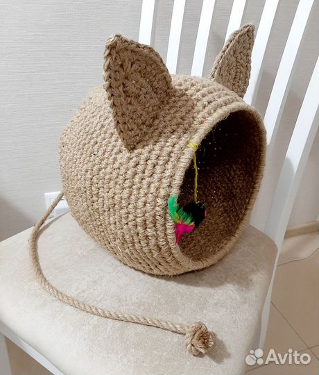 Кошачий домик из джута