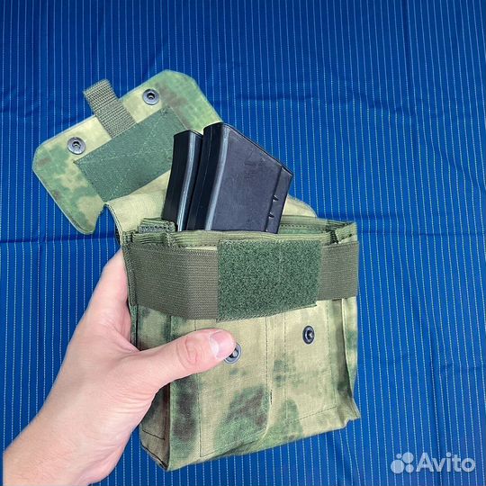 Подсумок на 4 магазина ак клапаном Боевой цвет Мох
