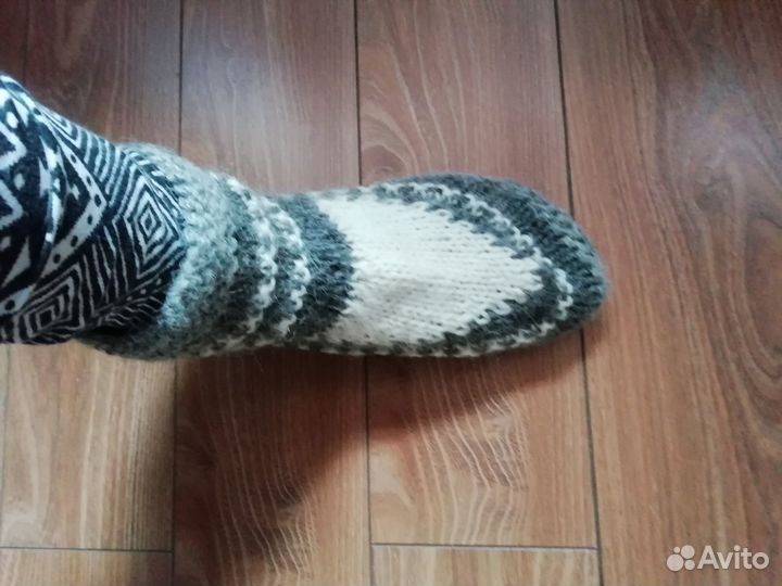 Вязаные носки-тапочки