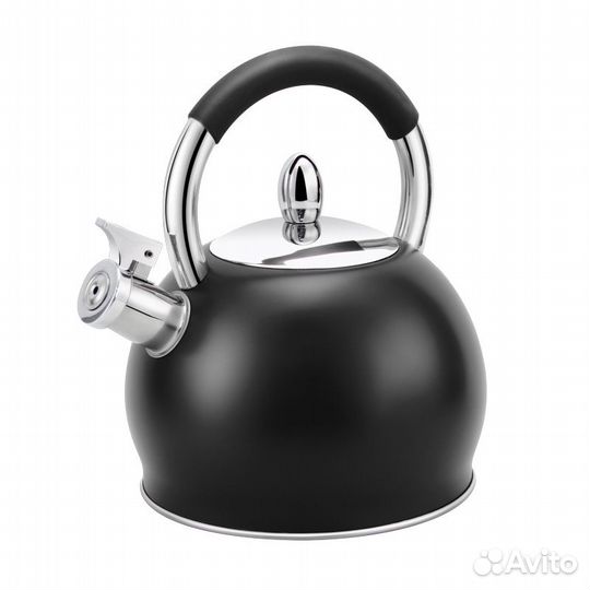 Чайник нерж 3,0 л со свистком, черный, для всех ви