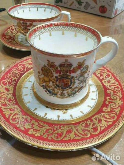 Чайная пара фарфор с золотом великобритания
