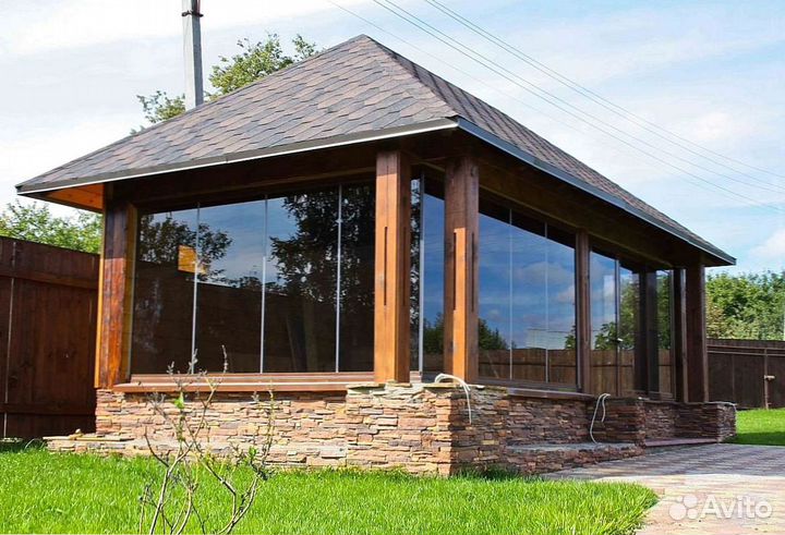 Безрамное остекление панорамное террас