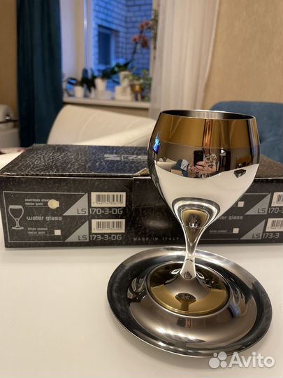 Набор бокалов для воды zepter prince с позолотой