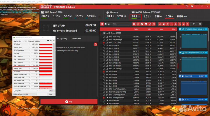 Б/у Видеокарта GeForce RTX 3060 12Гб asus TUF Gami