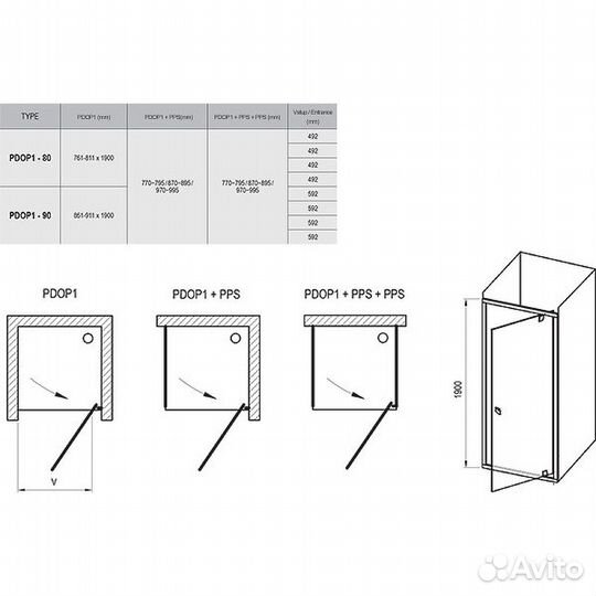 Душ. дверь Ravak 80x200 Черный 03g40300z1