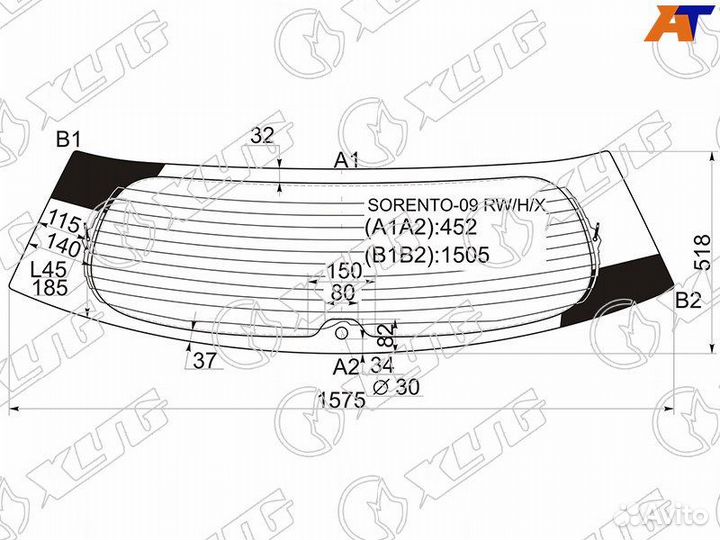 Стекло заднее Kia Sorento 2