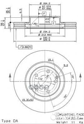 09.9825.21 диск тормозной передний MB W211/S21