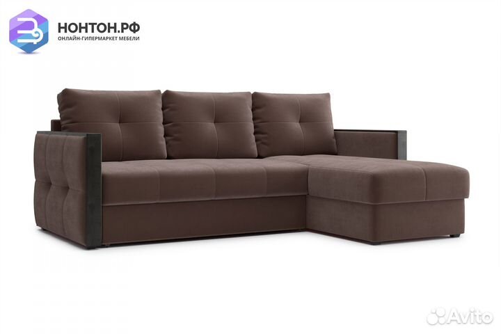 Диван угловой дельфин Инсайд коричневый