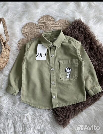 Джинсовая рубашка zara 92