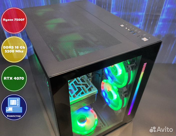 Игровой пк новый AMD7500F-RTX4070-16DDR5-GVH62-B650