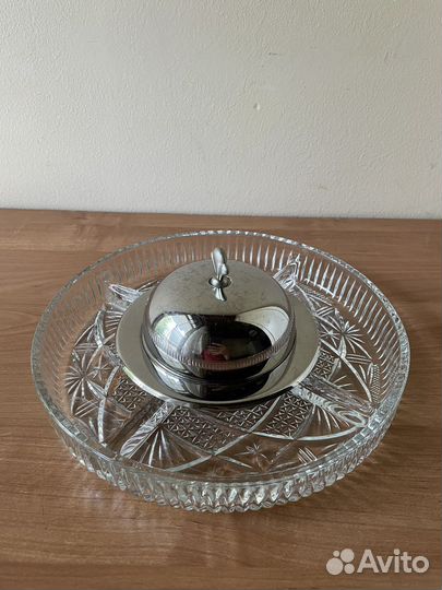 Блюдо мелажница стекло металл