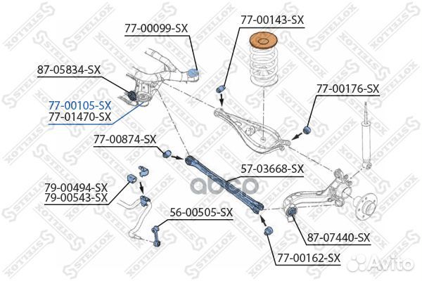 77-00105-SX сайлентблок зад. балки пер. п. BMW