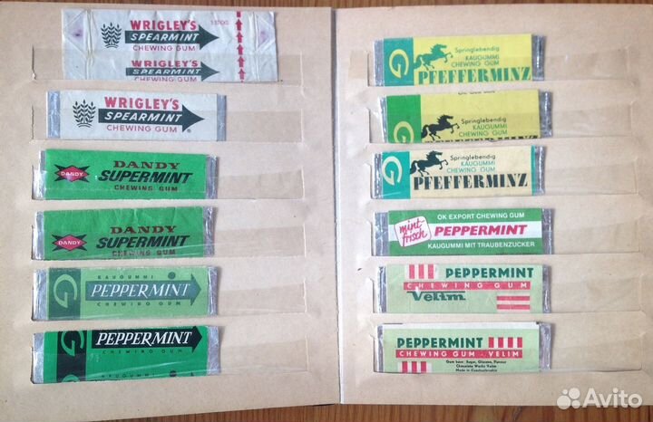 Альбом, этикетки от жев. резинок, 175+ шт, 1970-80