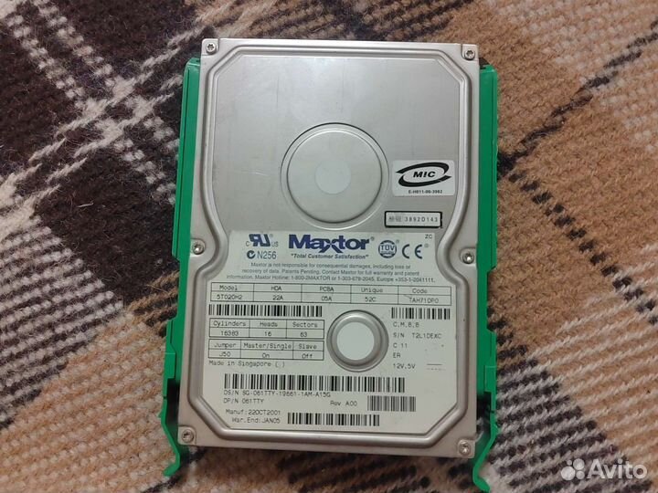 Внут ж/д Maxtor DiamondMax Plus 8 ATA/133 HDD 40GB