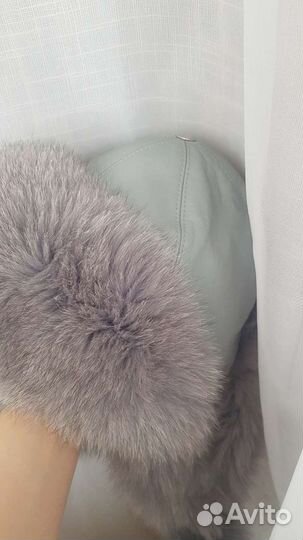 Шапка ушанка песец натуральная кожаная