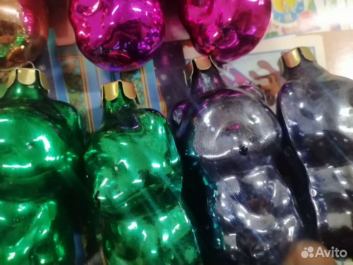 Набор стеклянных ёлочных игрушек СССР
