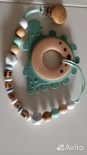 Детские именные держатели для соски, грызунки