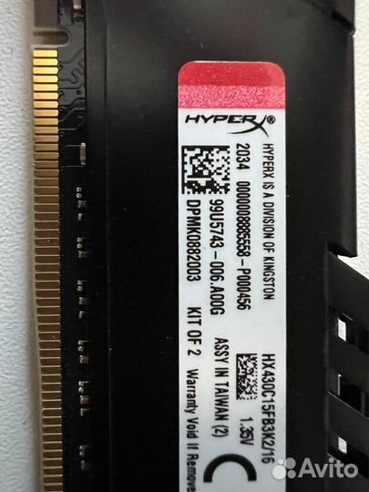 16Gb DDR4 3000MHz Kingston HyperX Fury 2x8Gb