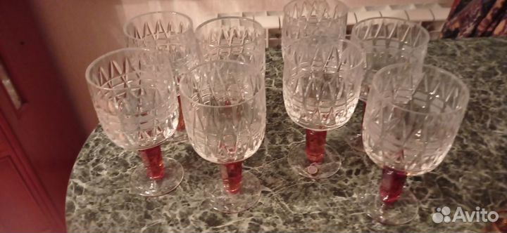 Хрустальные фужеры двухцветные с янтарем 80г