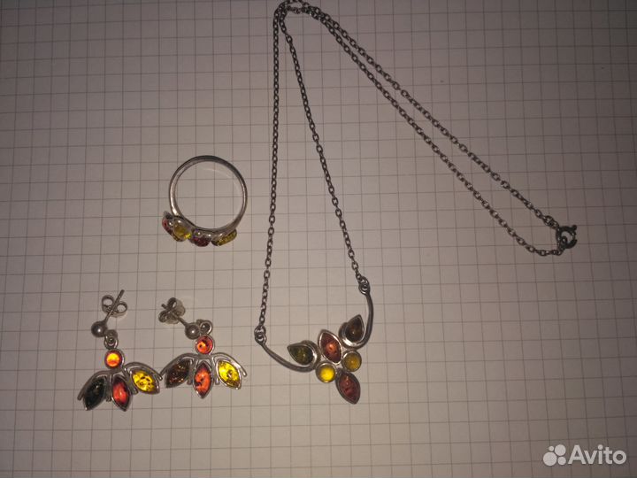 Комплект - кольцо, серьги, колье