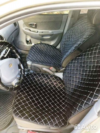 Накидки на сидения велюр черный-белый