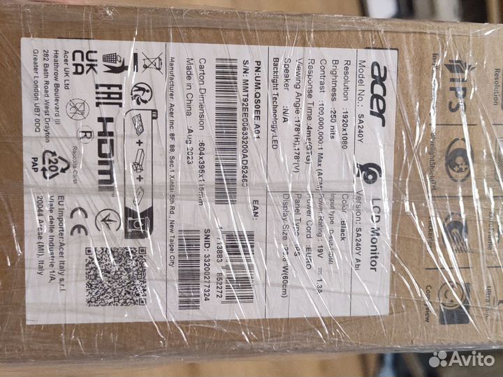 Монитор новый Acer SA240YAbi 23.8