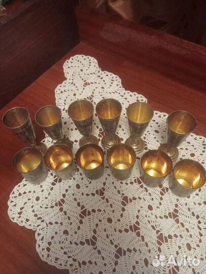 Рюмка стопка серебро/позолота