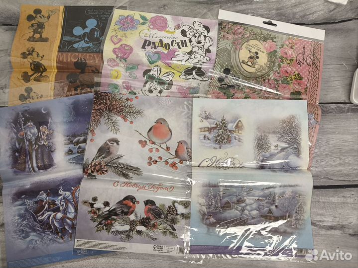 Декупажные карты пакетом 6 шт