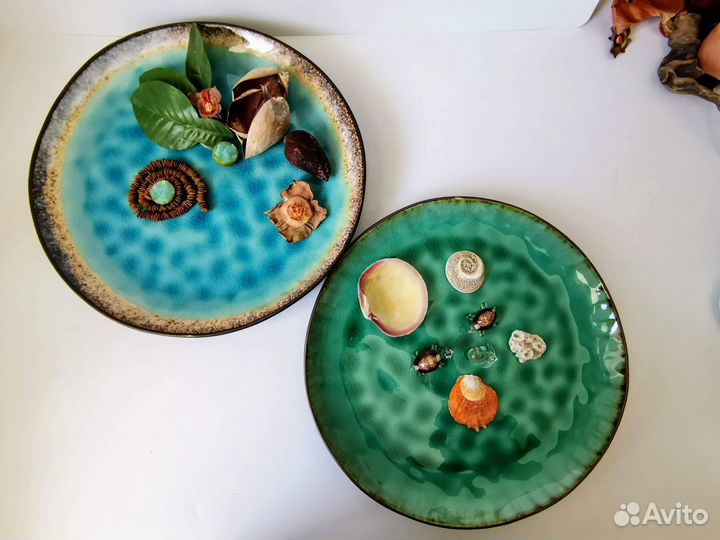 Тарелка Блюдо Лагуна кракелюр глазурь керамика